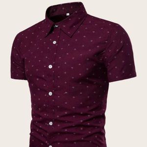 NEW- Mens Anchor Button Up Shirt